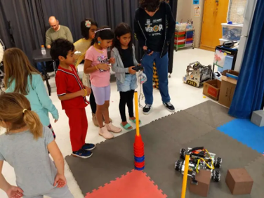 We were invited to Atholton Elementry school and had a constant line of kids wanting to drive our outreach robot.